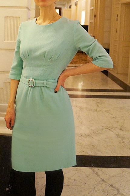 wearing a mint Goat dress from Amsterdam fashion library LENA at the Amstel Hotel