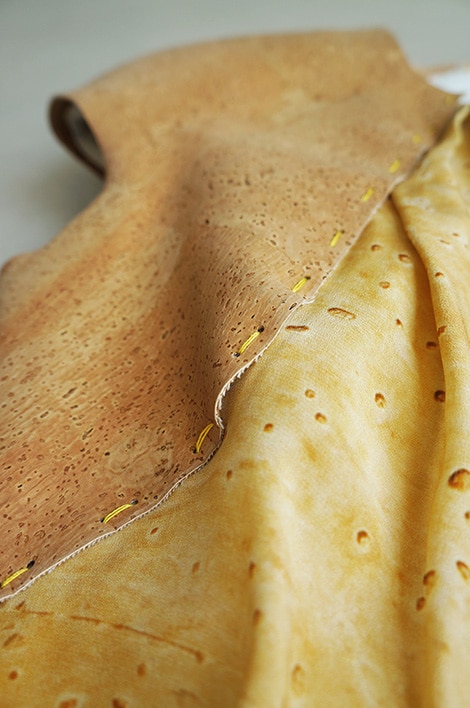 Silk and cork gown by byBrown - detail