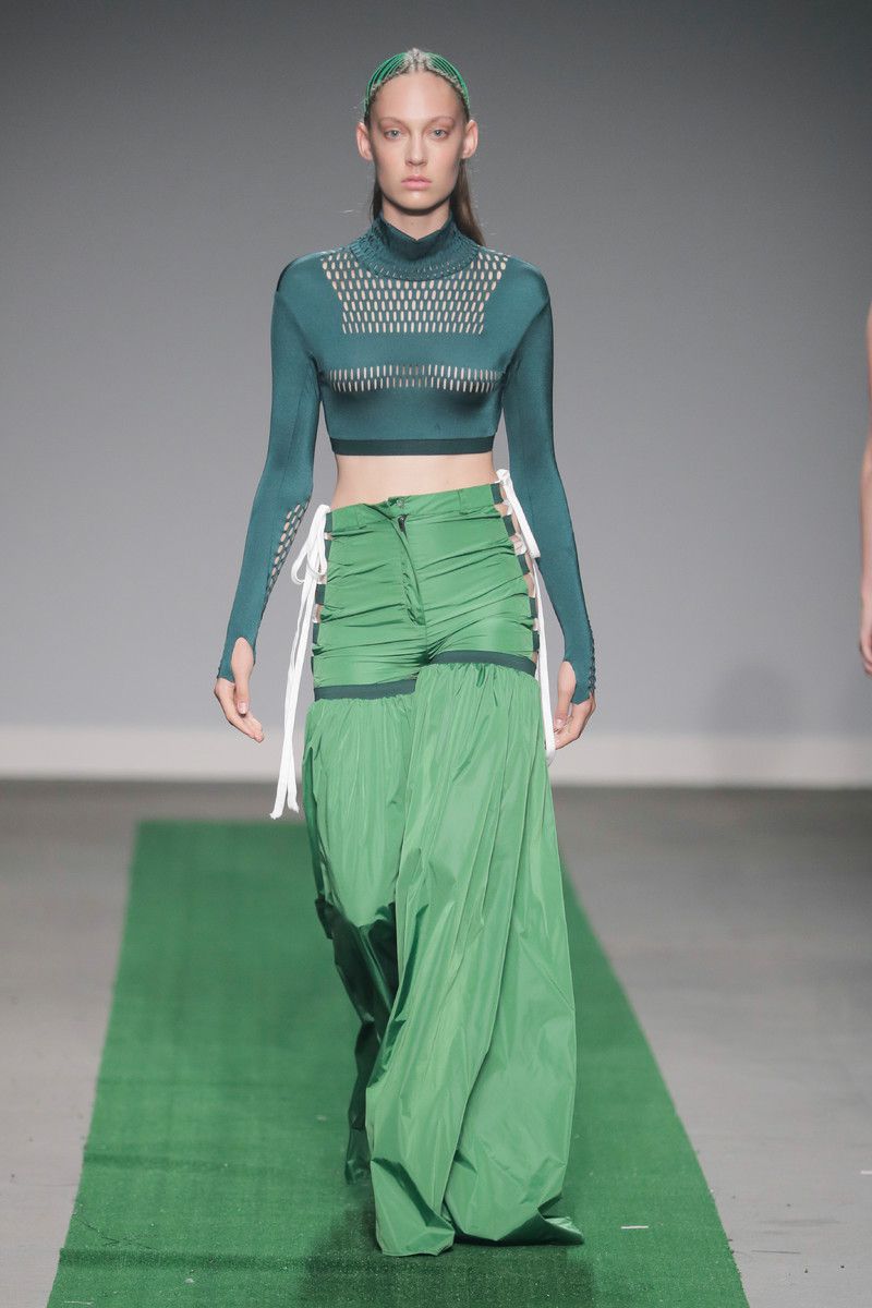 M.E.N. showing at the Mercedes-Benz Amsterdam Fashion Week - green pants