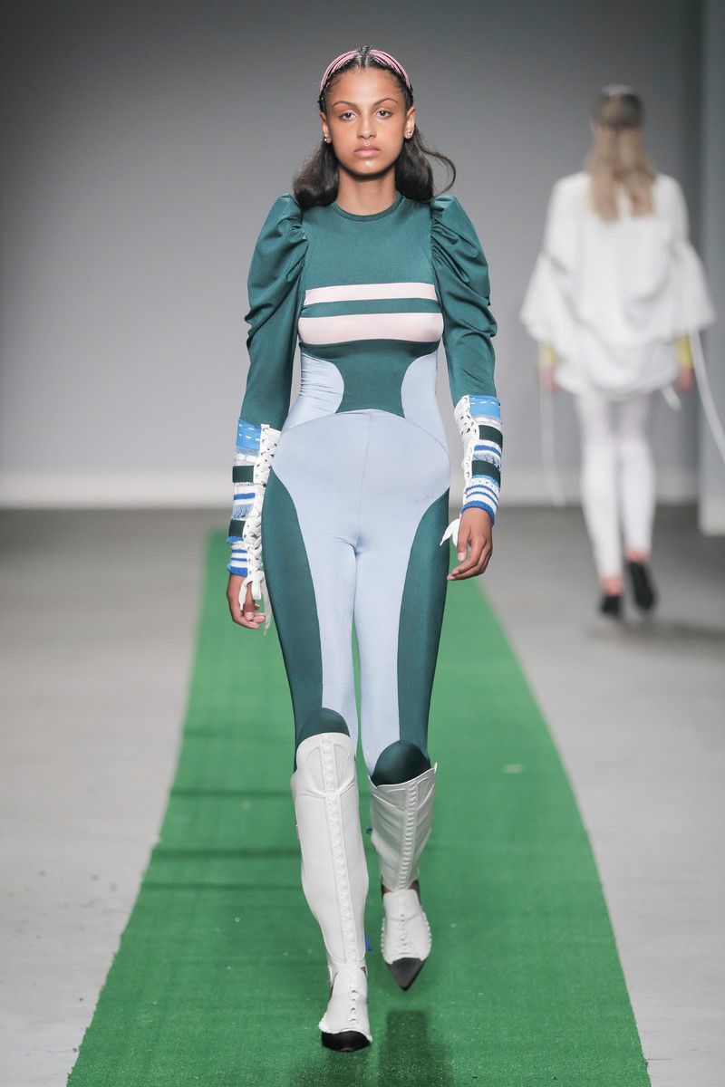 M.E.N. showing at the Mercedes-Benz Amsterdam Fashion Week - green bodysuit