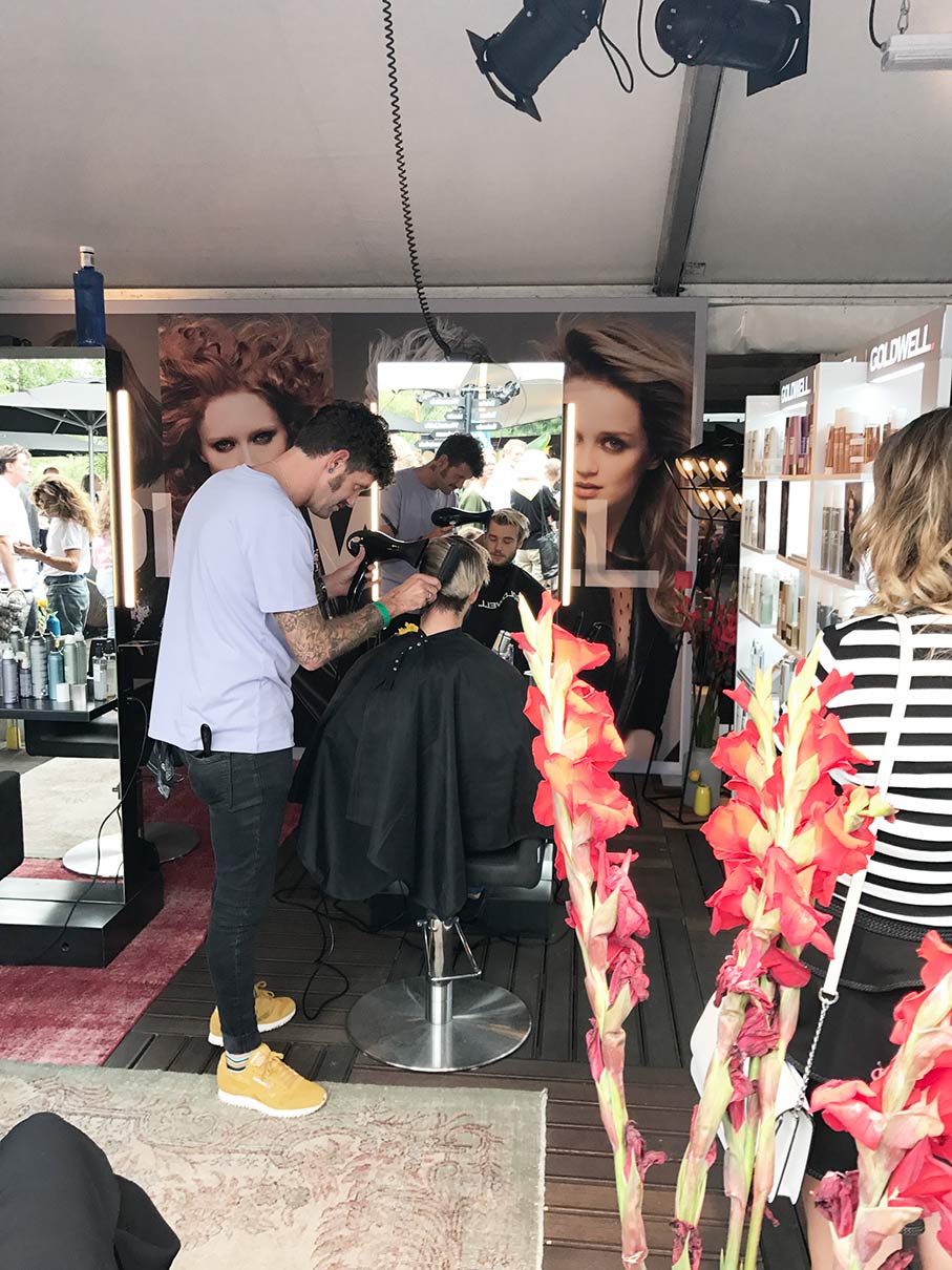 Hairdresser station at the Mercedes-Benz Amsterdam Fashion Week 2017