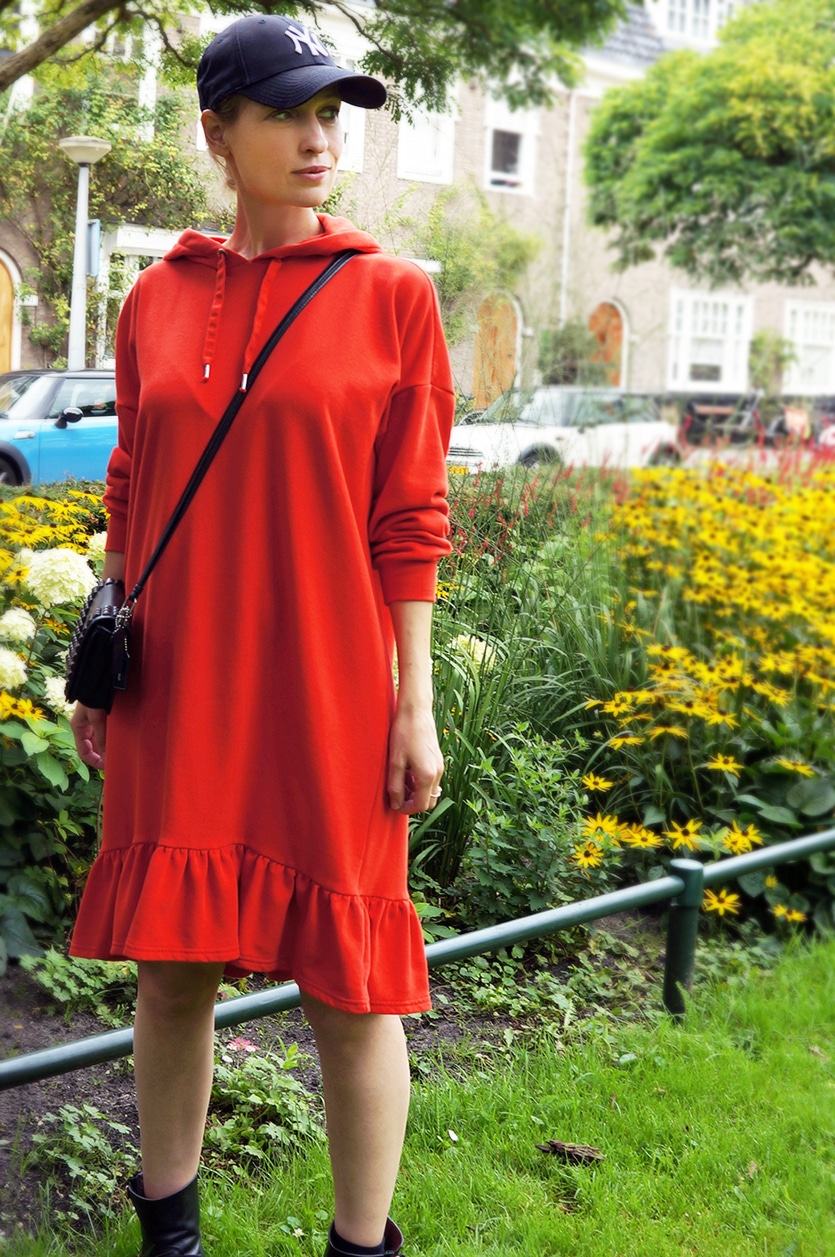 an orange hoodie dress - everyday sportswear