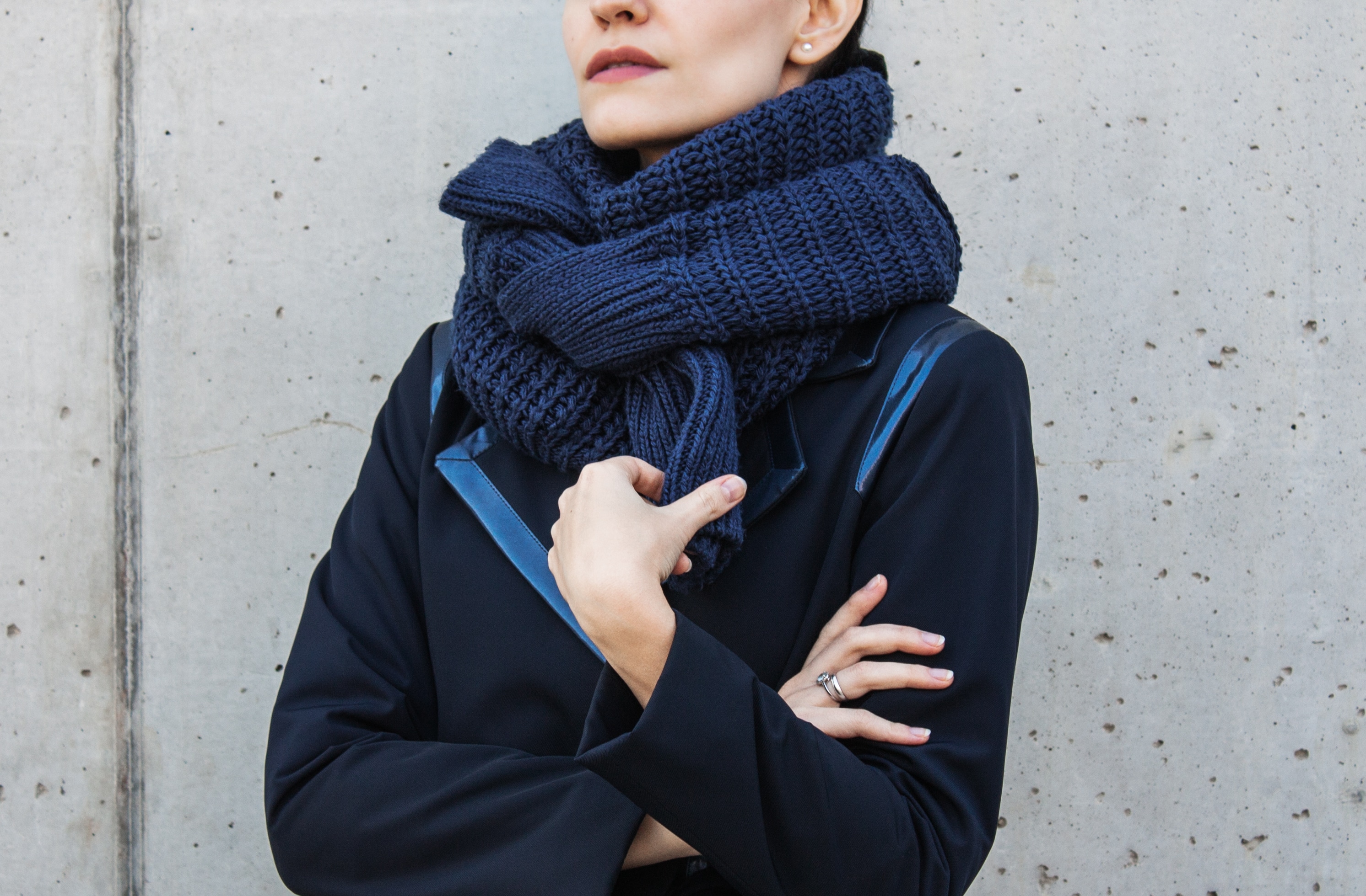 Elena Hilman with a DIY scarf out of a sweater